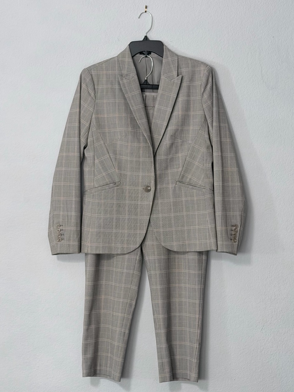 Express Gray Plaid Tailored Ankle Trousers - Picture 3 of 15